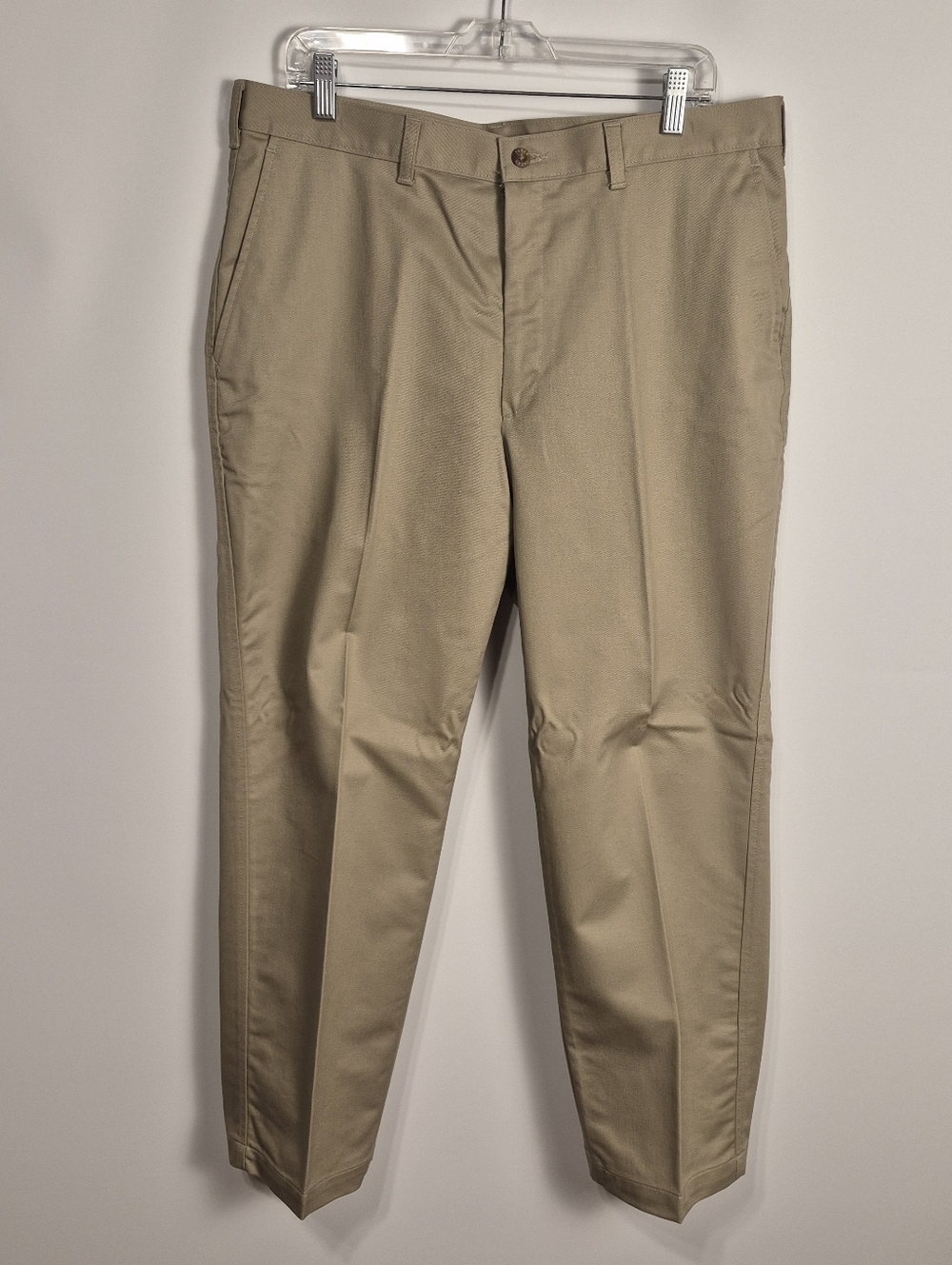 Farah Men’s Khaki Dress Pants 36Wx29L  Flat Front Classic Chino Trousers